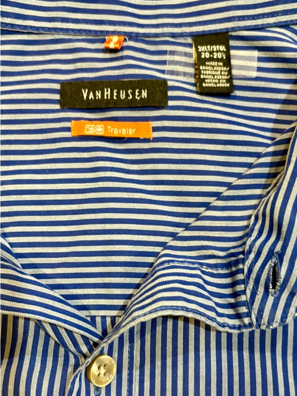 Van Heusen Blue and White Pinstripe Dress Shirt